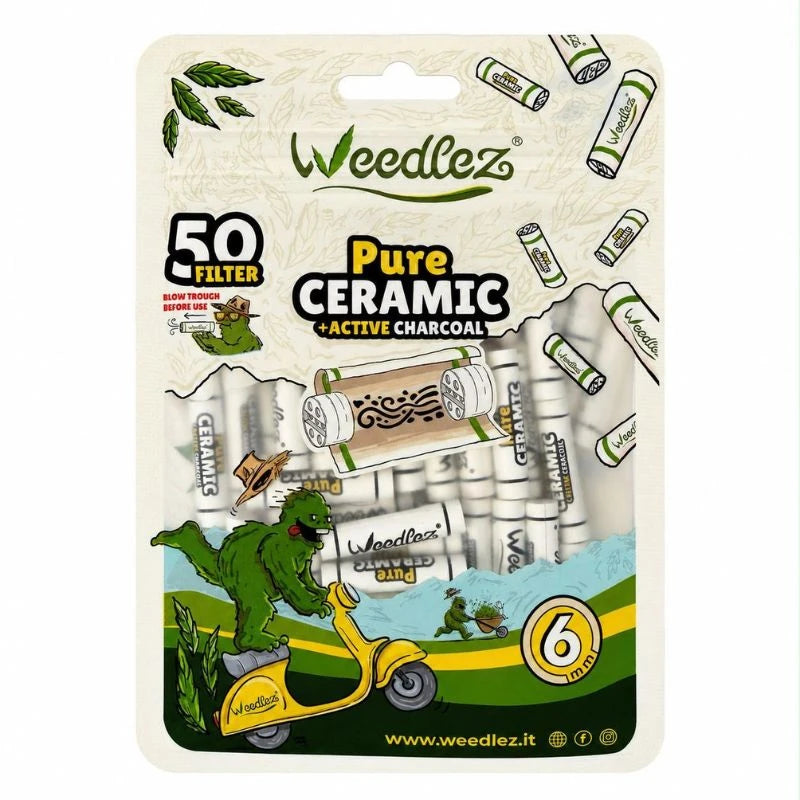 Confezione Weedlez Pure Ceramic 6 mm, 50 filtri a carbone attivo